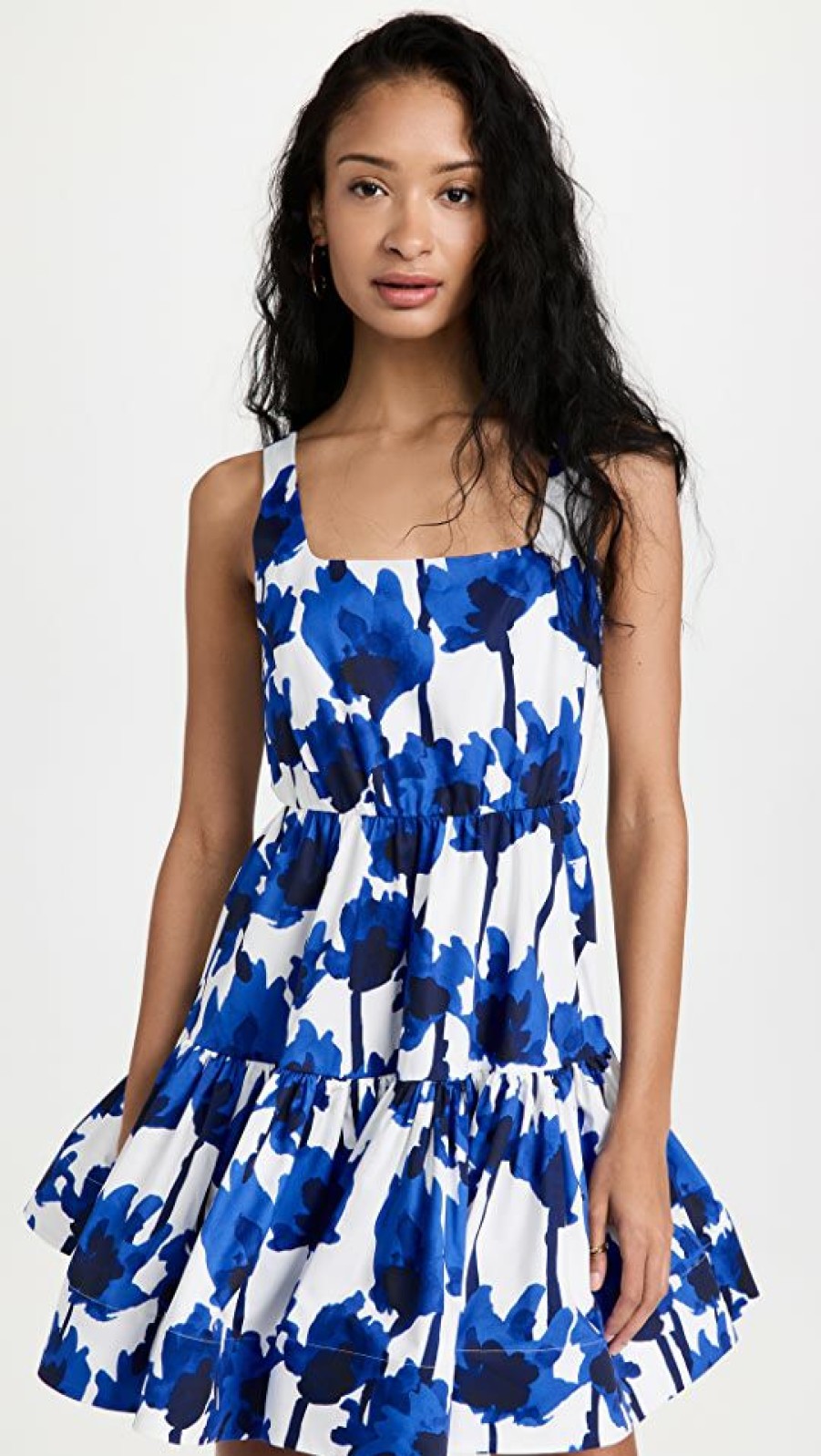 Casual Dresses * | Best Reviews Of Jason Wu Printed Short Sleeve Ruffle Dress Chalk/Blue Multi