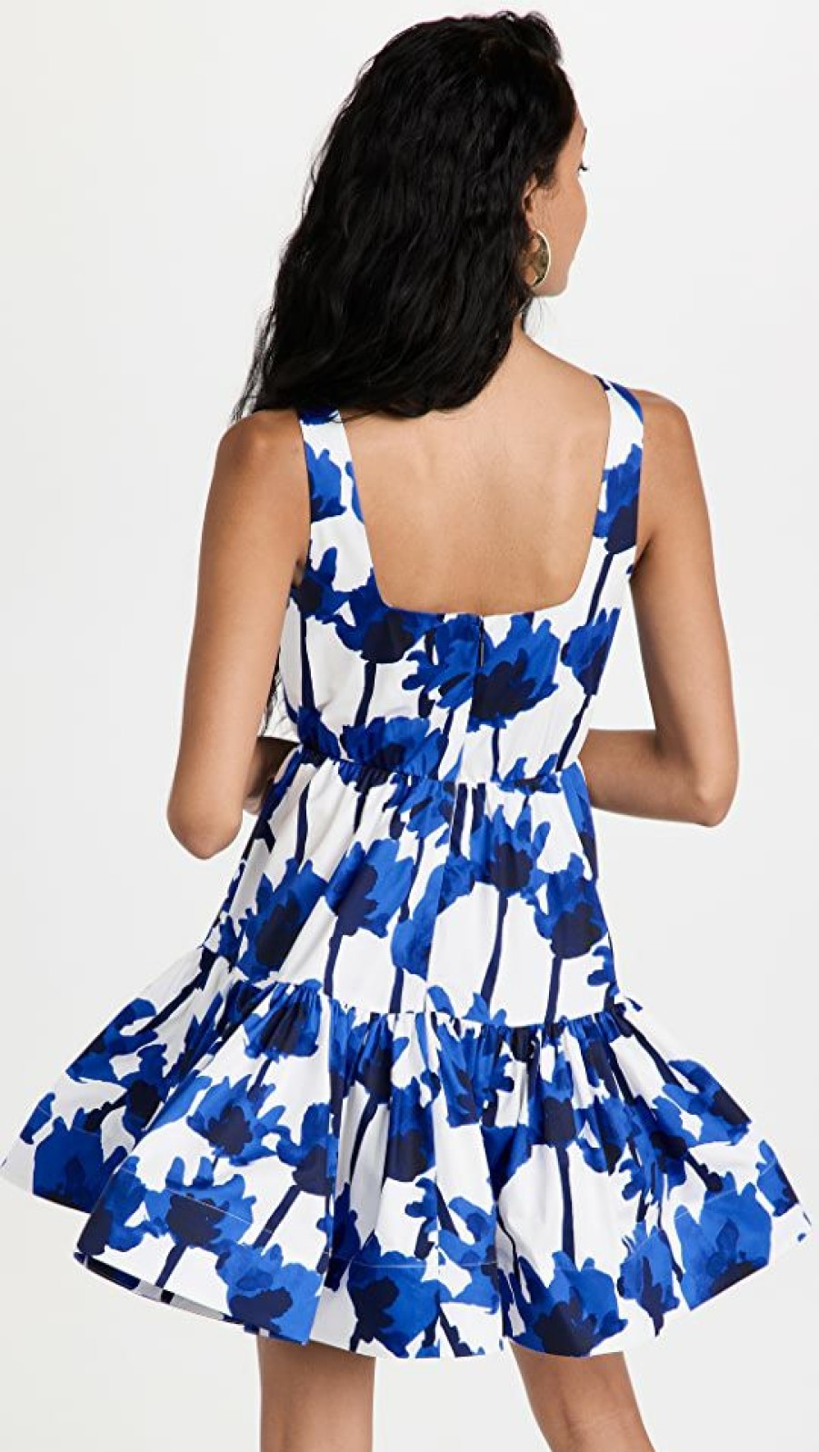 Casual Dresses * | Best Reviews Of Jason Wu Printed Short Sleeve Ruffle Dress Chalk/Blue Multi