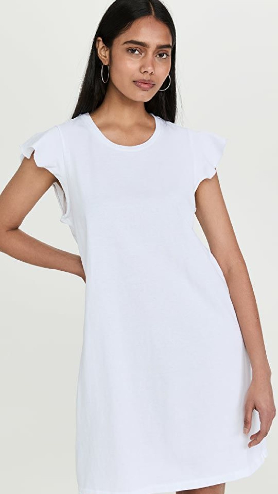 Casual Dresses * | Brand New Amo Flutter Tee Dress White