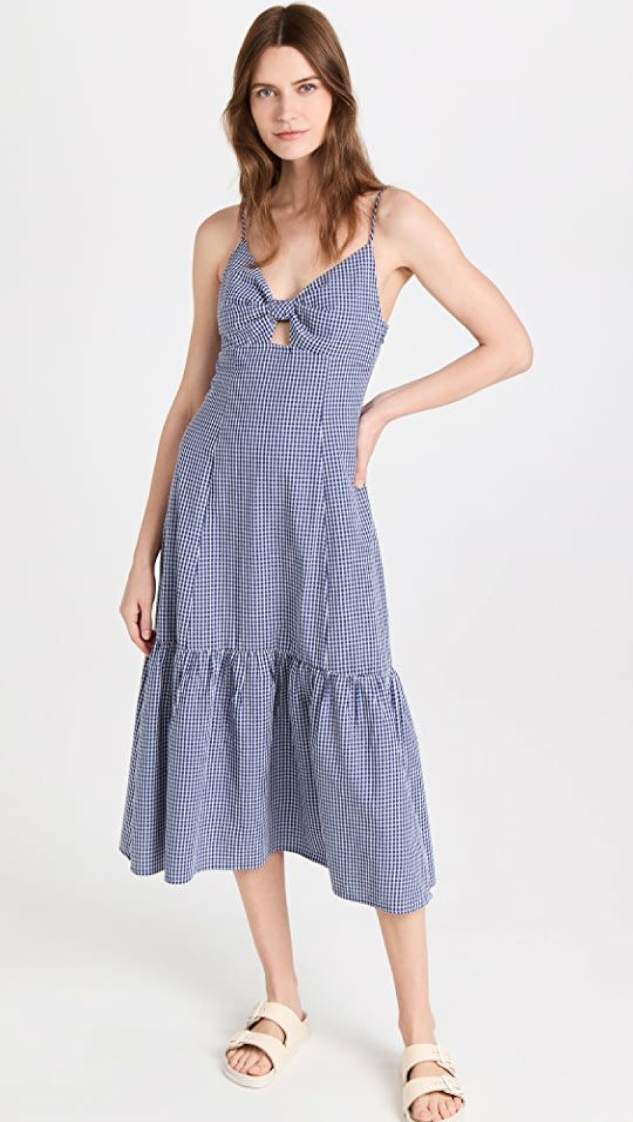 Casual Dresses * | Best Sale Rails Maeve Dress Navy Lilac Gingham