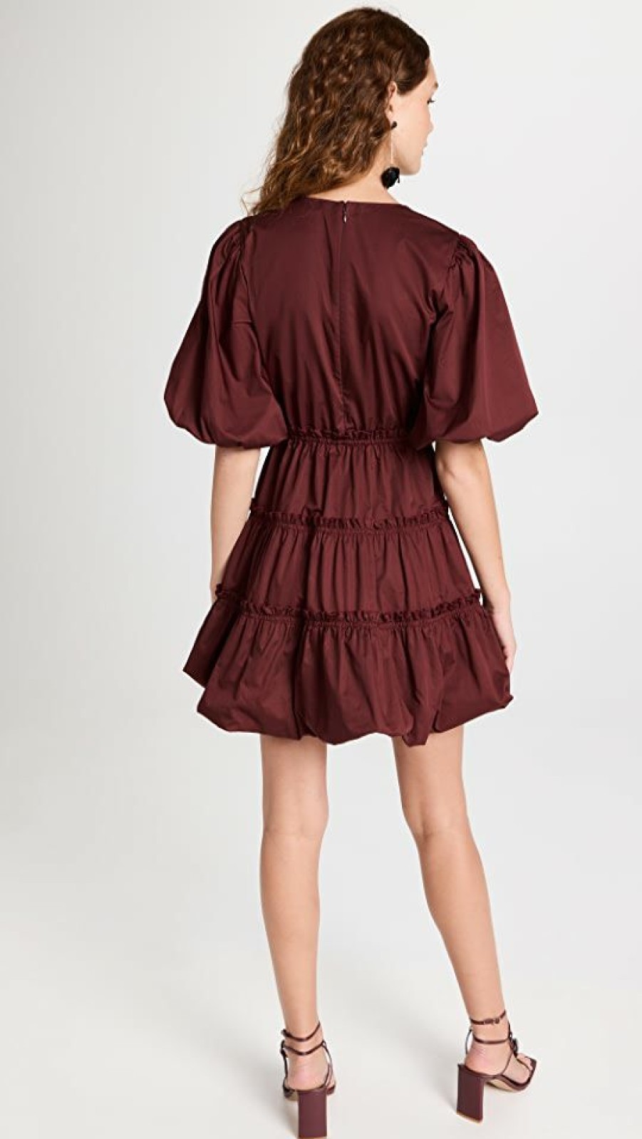 Casual Dresses * | Best Deal Jason Wu Short Dress With Balloon Sleeves Wine