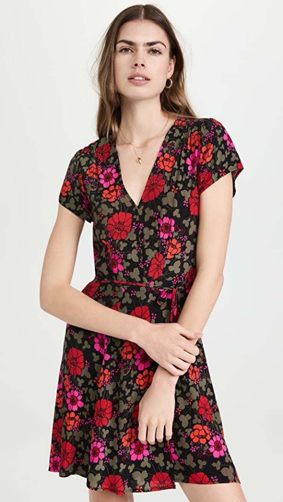 Casual Dresses * | Best Pirce Rolla'S Cleo Rambling Floral Wrap Dress Black