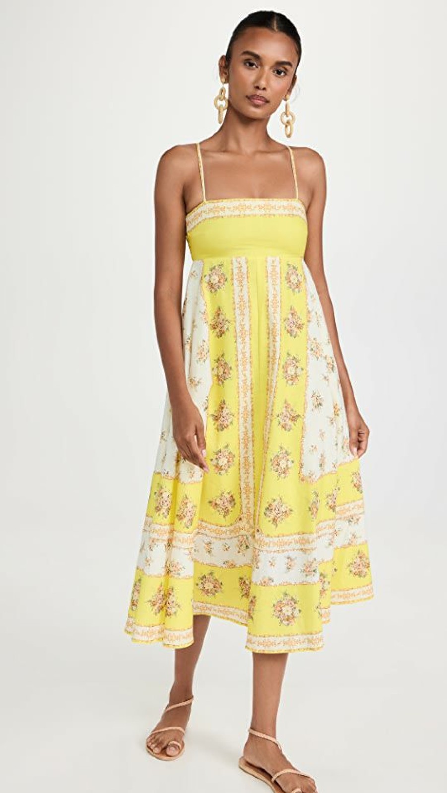 Casual Dresses * | Brand New Alemais Catalina Midi Dress Lemon