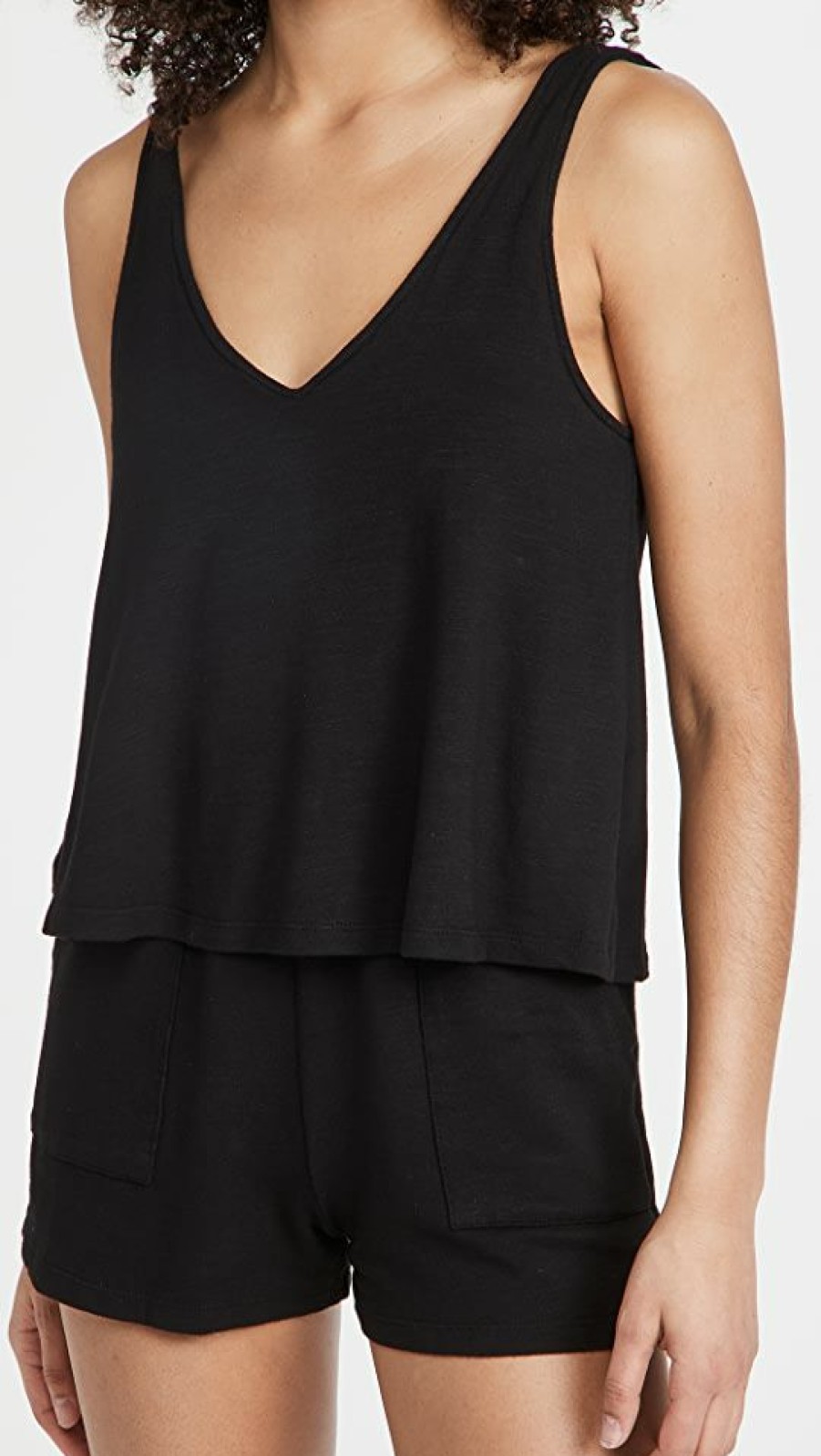 Rompers * | New Monrow Supersoft Tank Romper Black