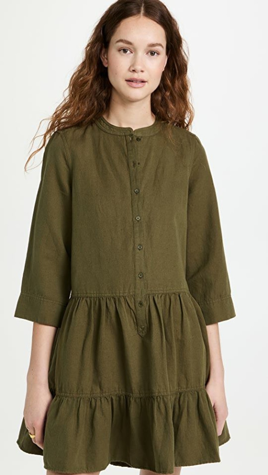 Casual Dresses * | Brand New Apiece Apart Maurino Drop Waist Mini Dress Olive