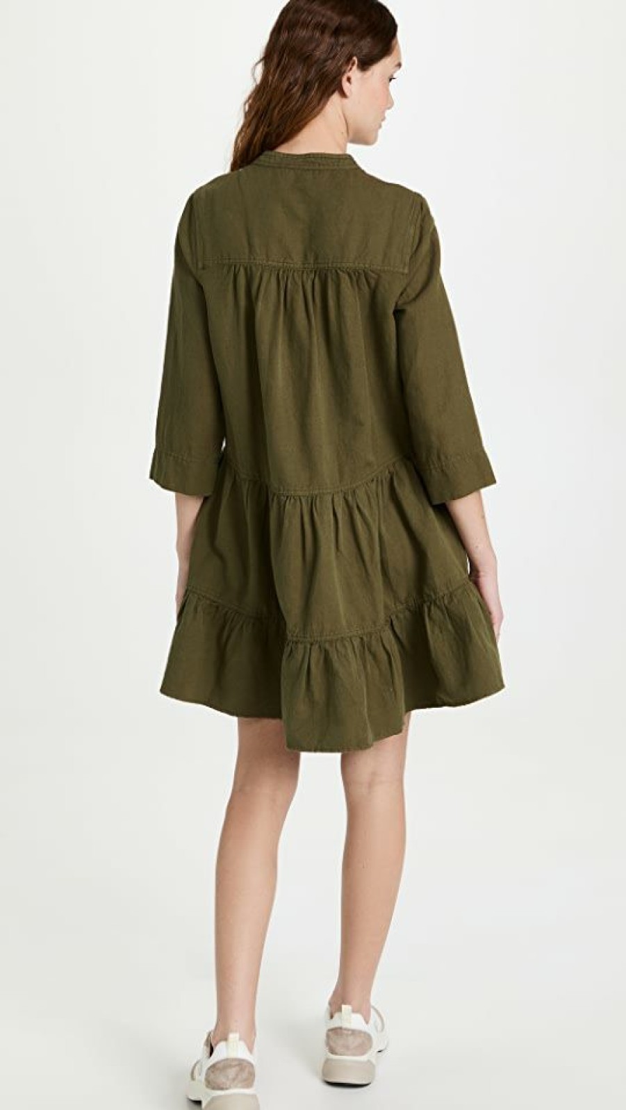 Casual Dresses * | Brand New Apiece Apart Maurino Drop Waist Mini Dress Olive