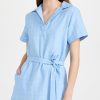 Casual Dresses * | Best Sale Lisa Marie Fernandez Polo Shirtdress Vintage Blue Ajoure Pique