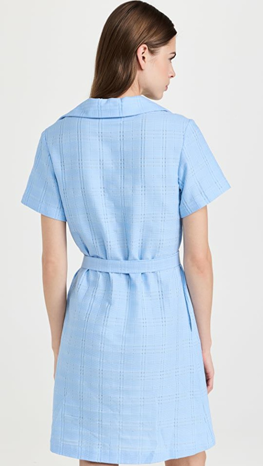 Casual Dresses * | Best Sale Lisa Marie Fernandez Polo Shirtdress Vintage Blue Ajoure Pique