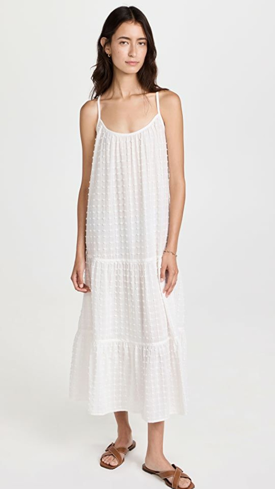 Casual Dresses * | Best Reviews Of Madewell Swiss Dot Cover-Up Tiered Maxi Dress Lighthouse