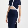 Casual Dresses * | Cheap Staud Perla Dress Navy/White