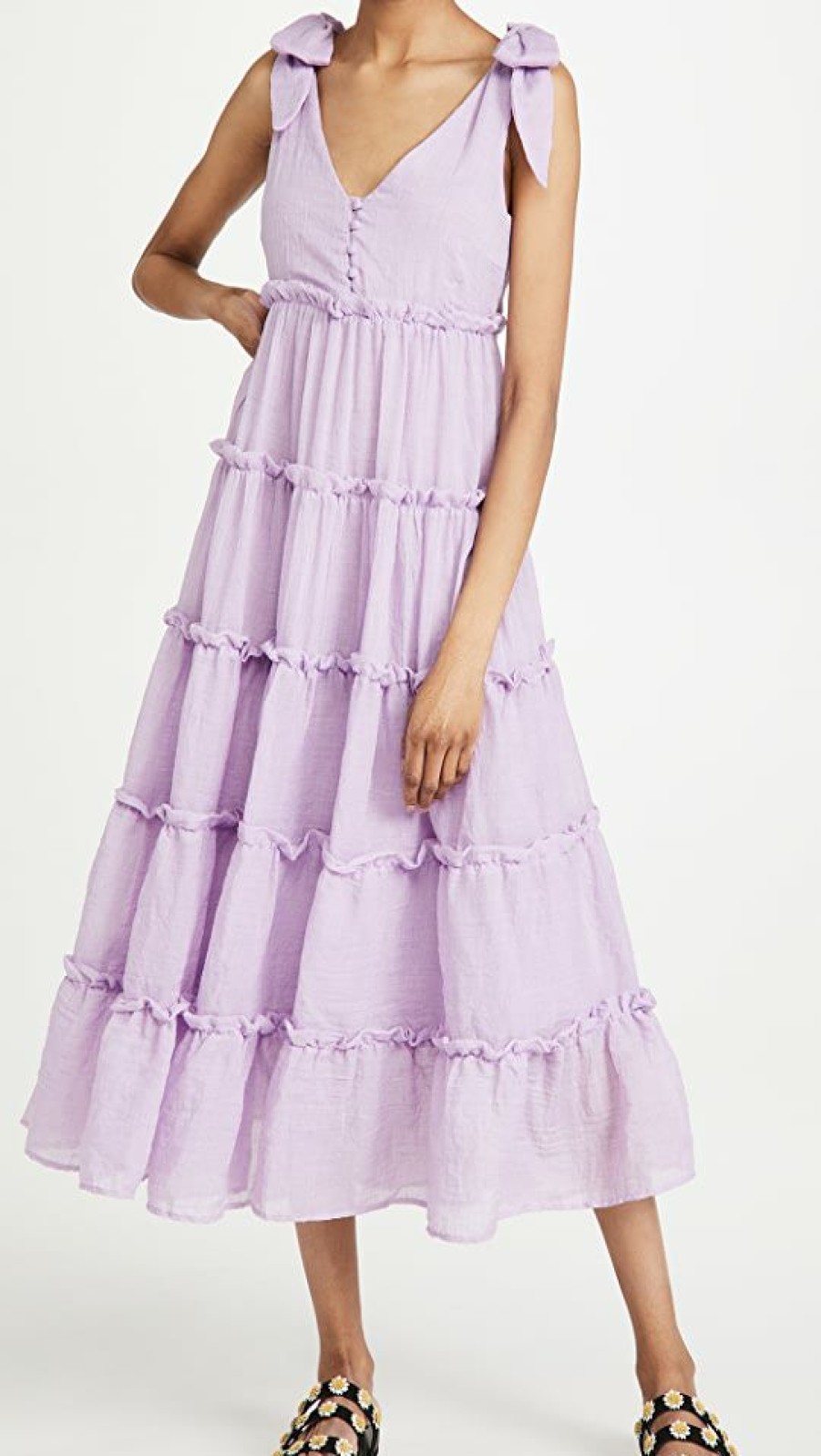 Casual Dresses * | Best Sale English Factory Tiered Midi Dress Lilac