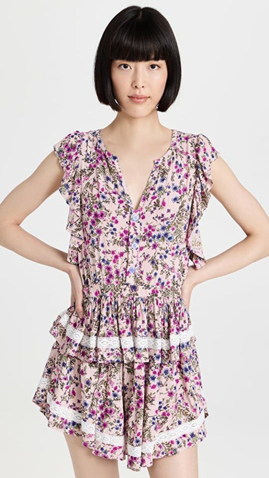 Casual Dresses * | Flash Sale Sokie Collective The Mini Flicker Dress Light Pink Floral