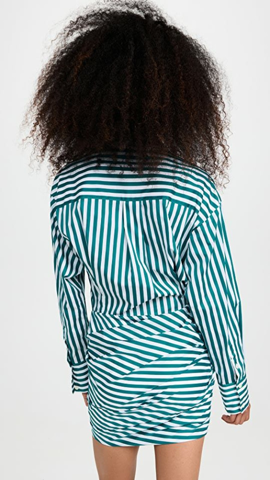 Casual Dresses * | Best Deal Monse Striped Wraparound Mini Shirt Dress Sea Green / White