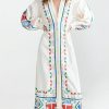 Casual Dresses * | Best Reviews Of Farm Rio Graphic Embroidery Maxi Dress Off-White