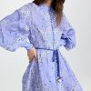 Casual Dresses * | Discount Zimmermann Violet Button Up Mini Dress Cornflower Bandana