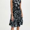 Casual Dresses * | Brand New Studio 189 Leaf Silk Ruffle Short Sleeveless Dress Black And White