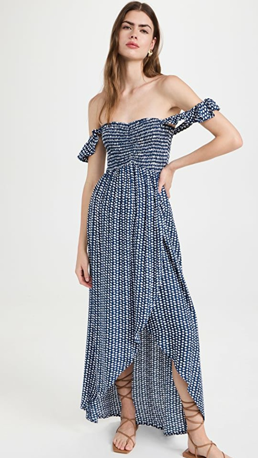 Casual Dresses * | Wholesale Tiare Hawaii Paradise Maxi Dress Sleet Navy/White