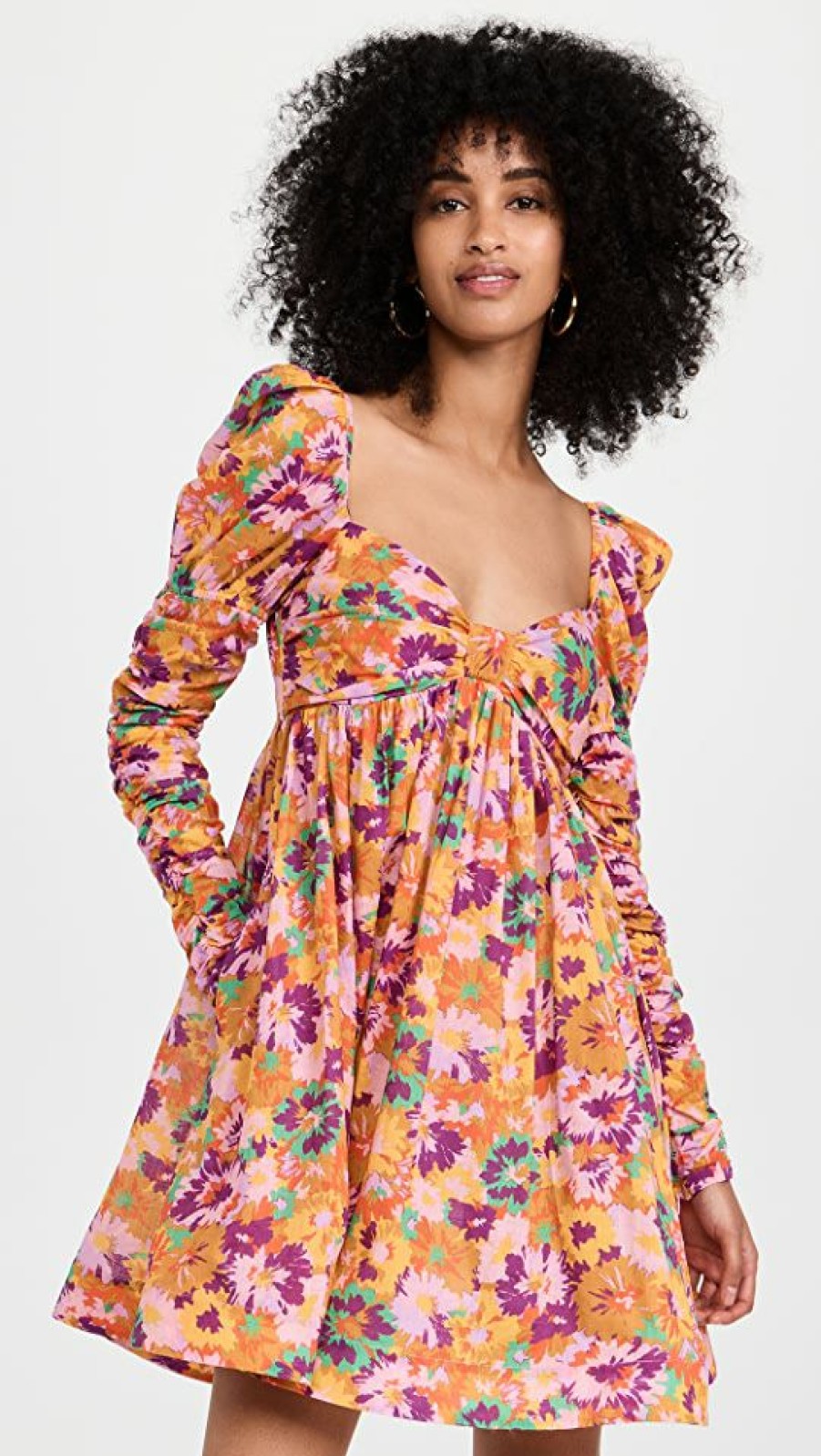 Casual Dresses * | Best Reviews Of Zimmermann Violet Twist Front Mini Dress Mustard Multi Floral