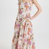 Casual Dresses * | Coupon Zimmermann Pattie Tie Shoulder Dress Cream Floral