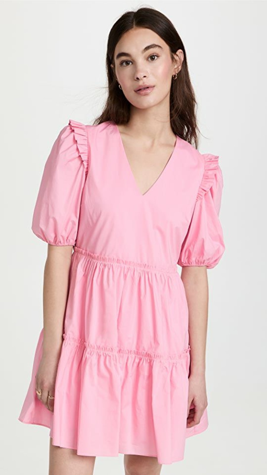 Casual Dresses * | Brand New English Factory Ruffle Puff Sleeve Mini Dress Pink