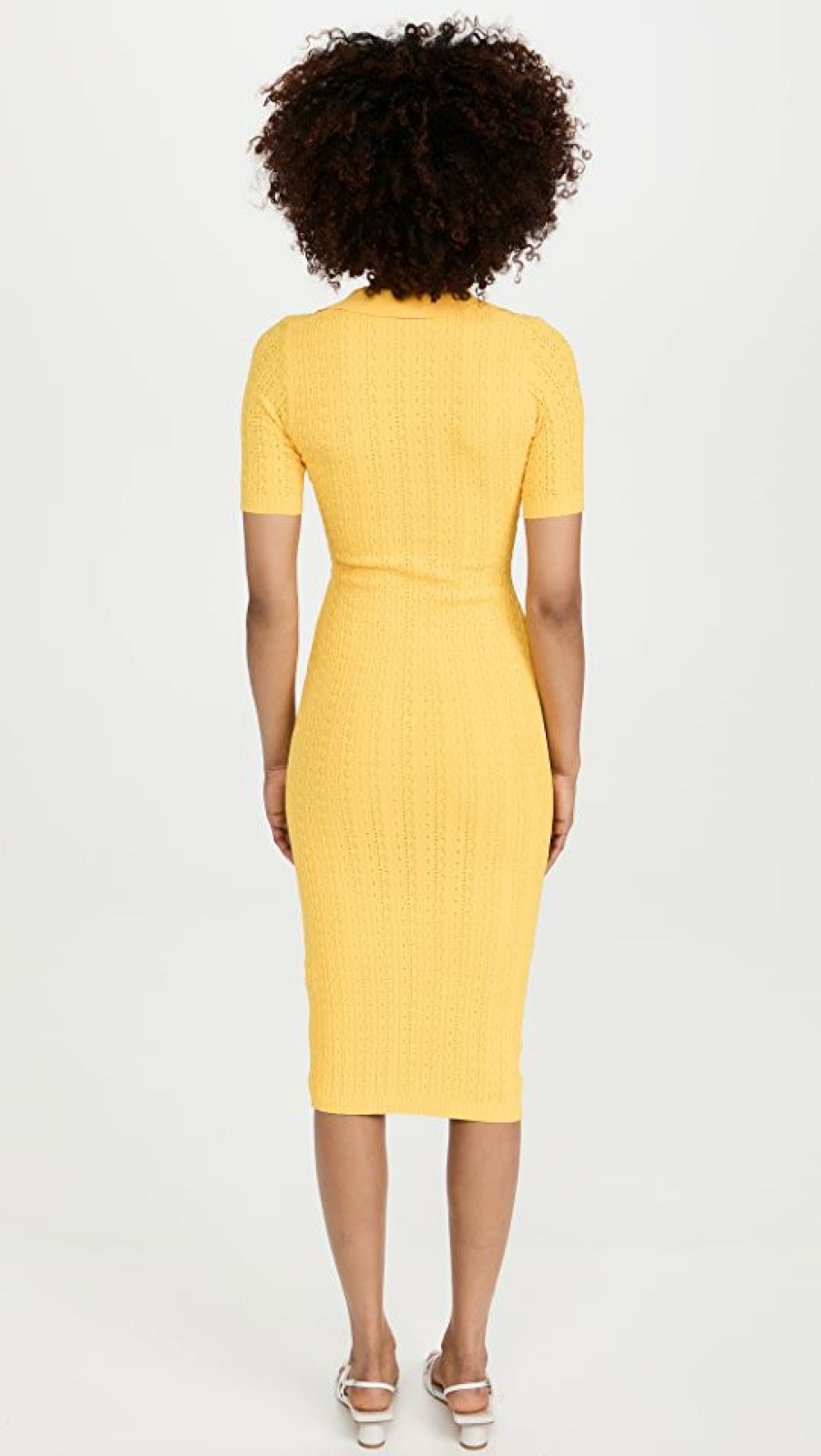 Casual Dresses * | Brand New Adam Lippes Short Sleeve Polo Dress Citron