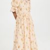 Casual Dresses * | Flash Sale Alemais Clementine Puff Sleeve Midi Dress Cream