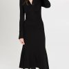 Casual Dresses * | Best Sale Ninety Percent Melody Stretch Flare Panel Shirtdress Black