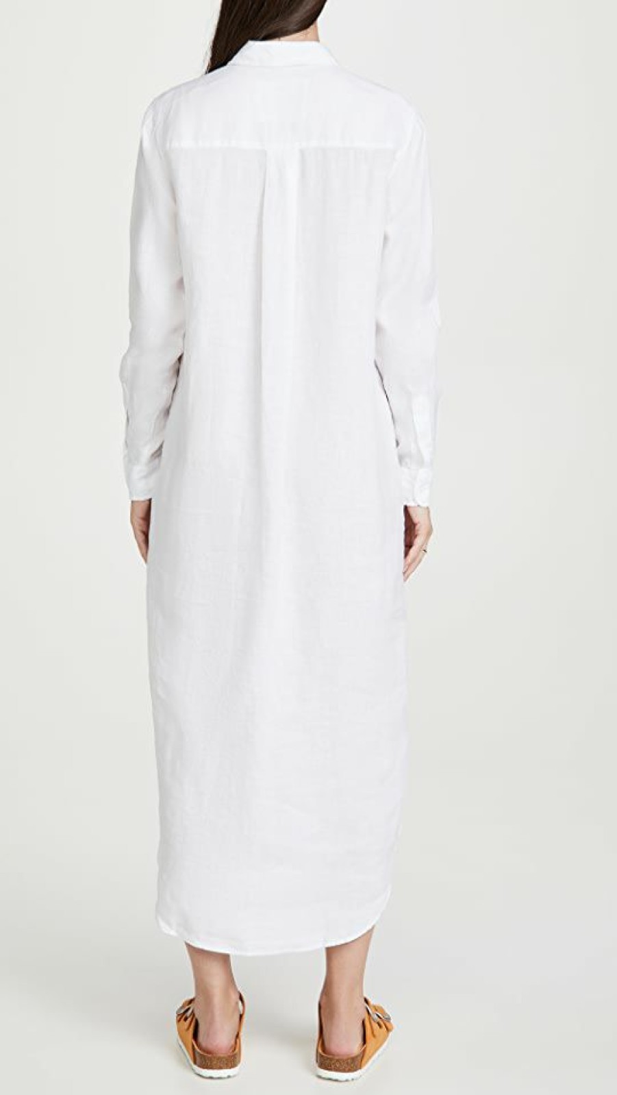 Casual Dresses * | Brand New Frank & Eileen Rory Woven Long Dress White Lived In Linen