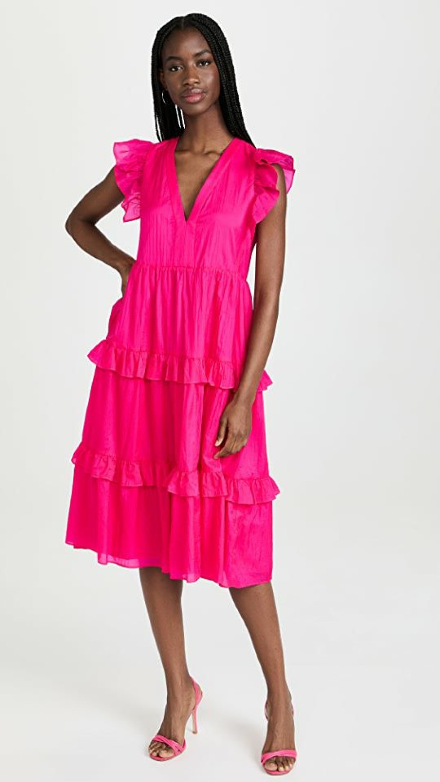 Casual Dresses * | Best Deal Amanda Uprichard Chamomile Dress Cerise