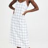 Casual Dresses * | Coupon Tibi Windowpane Techy Twill Slip Dress White/Black Multi