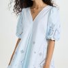 Casual Dresses * | Coupon Ganni Broderie Anglaise Dress Illusion Blue