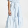 Casual Dresses * | Discount En Saison Poplin Tiered Midi Dress Blue