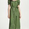 Casual Dresses * | Best Pirce Sleeper Brigitte Linen Midi Dress Green