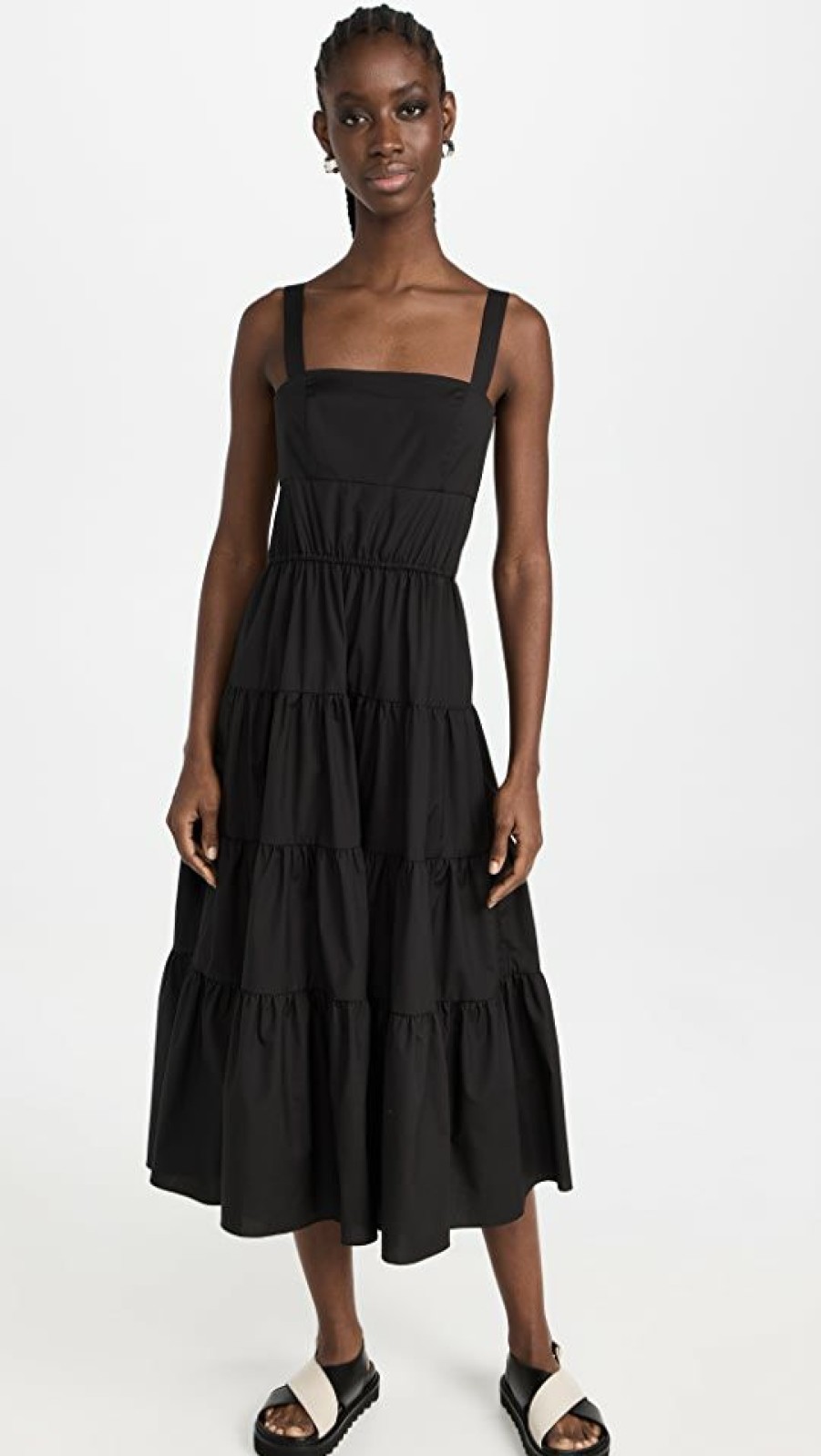 Casual Dresses * | Deals Jason Wu Long Tiered Ruffled Detail Dress Black