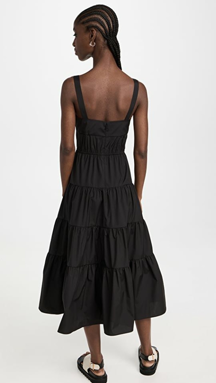 Casual Dresses * | Deals Jason Wu Long Tiered Ruffled Detail Dress Black