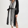 Casual Dresses * | Best Sale Tory Burch Embroidered Caftan Black/Ivory