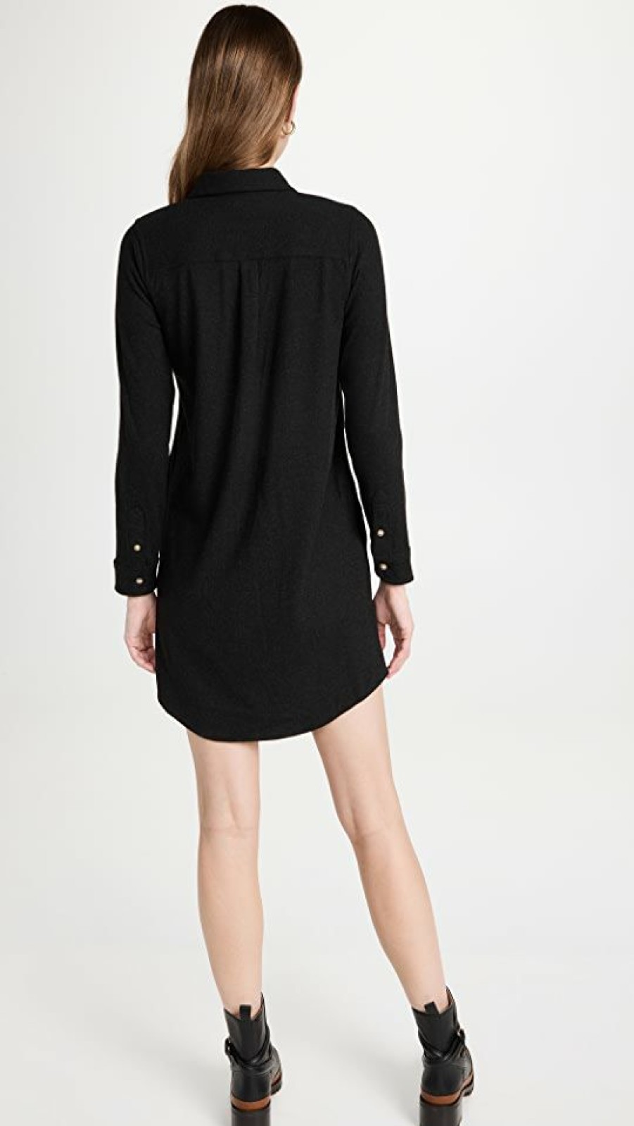 Casual Dresses * | Best Sale Faherty Legend Sweater Dress Heathered Black Twill