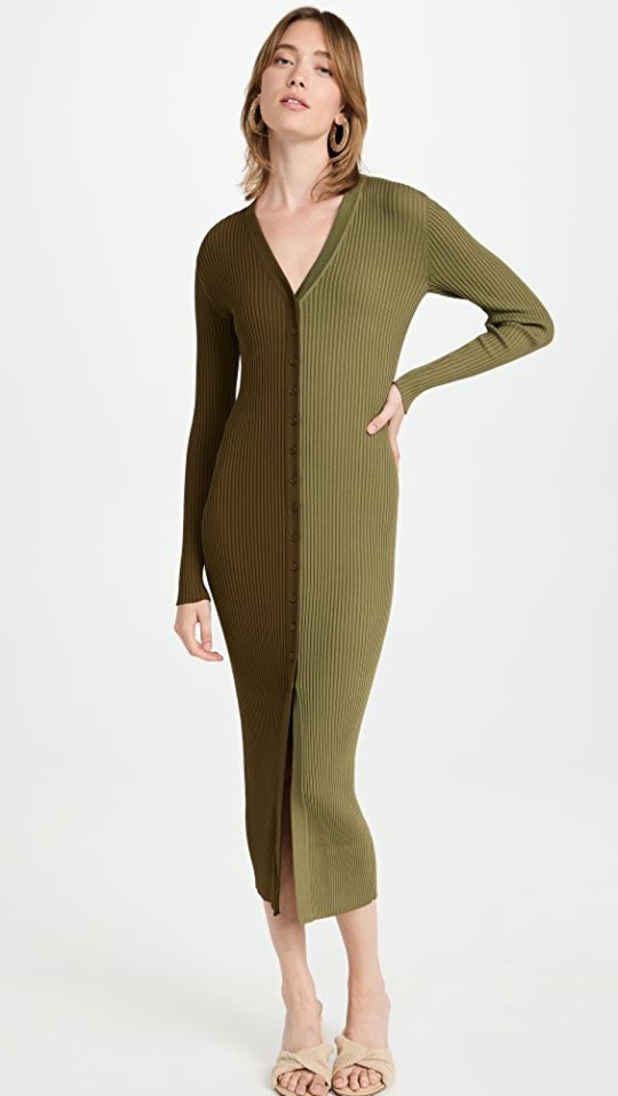 Casual Dresses * | Best Deal Staud Shoko Sweater Avocado/Olive