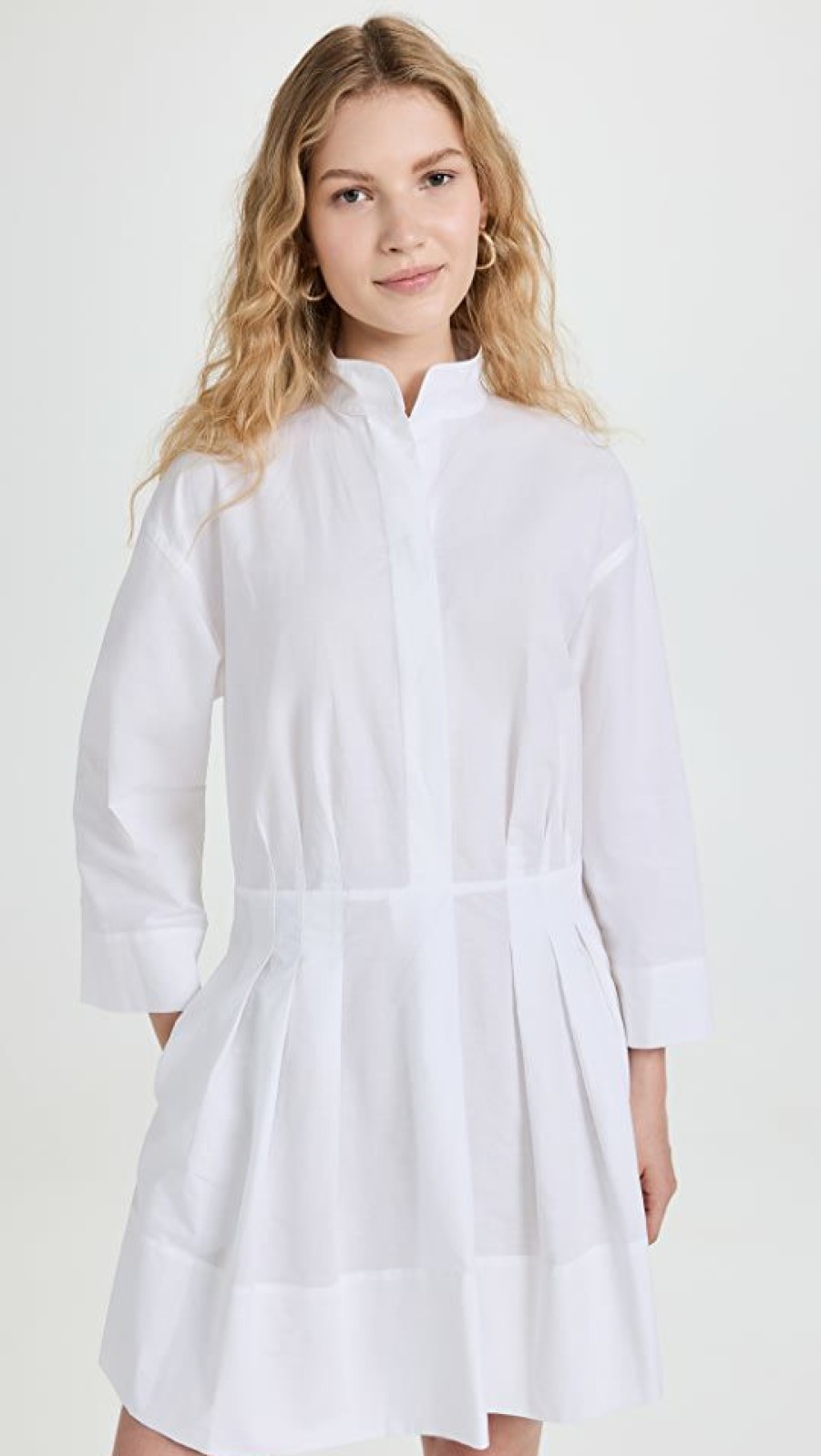 Casual Dresses * | Best Sale Vince Fitted Band Collar Mini Dress Optic White