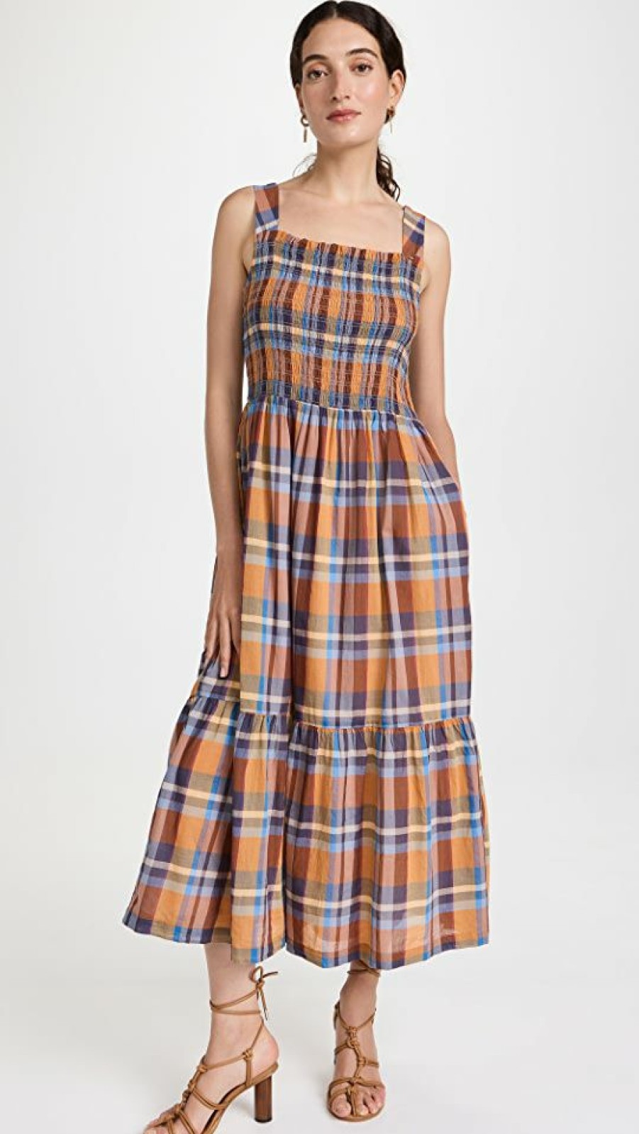 Casual Dresses * | Best Pirce Birds Of Paradis Dolores Dress Early Harvest Plaid