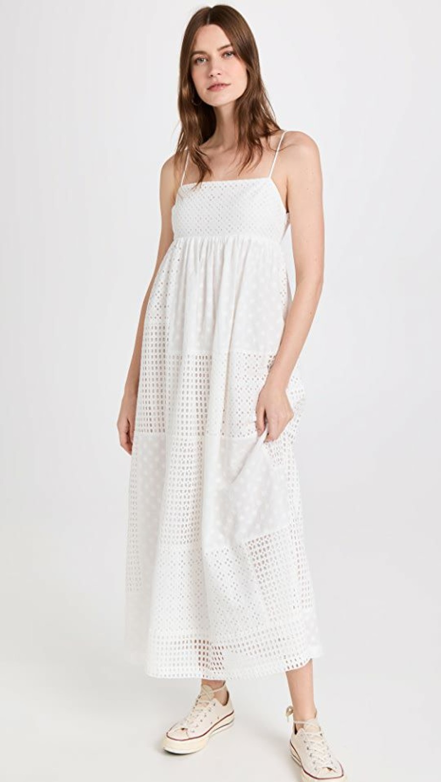 Casual Dresses * | Discount Rails Lucille Dress White Eyelet Mix