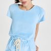 Rompers * | Buy Lisa Marie Fernandez Drawstring Romper Pale Blue Terry Cloth Velour