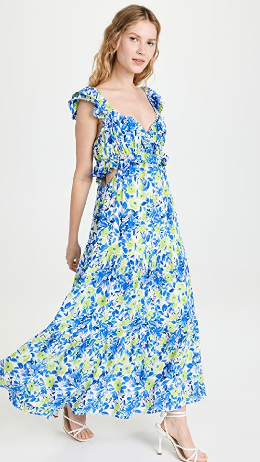 Casual Dresses * | Brand New Endless Rose Ruffled Maxi Dress Blue/Green