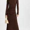 Casual Dresses * | Wholesale Ninety Percent Hyachinth Tencel Sj Ruched Dress Dark Brown