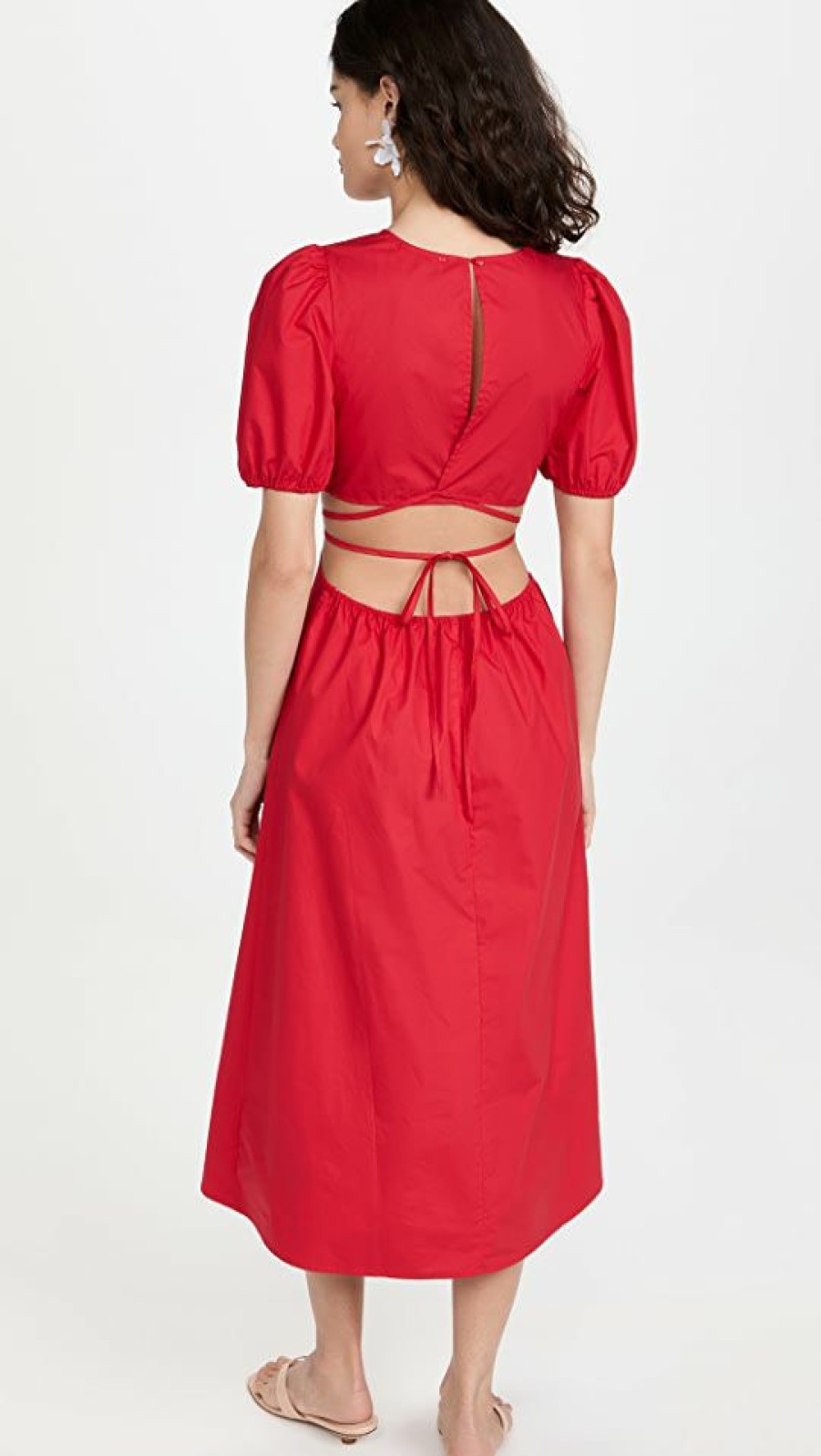 Casual Dresses * | Best Reviews Of Moon River Cutout Poplin Dress Red