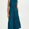 Casual Dresses * | Best Sale Jason Wu Tiered Cutout Poplin Midi Dress Dragonfly