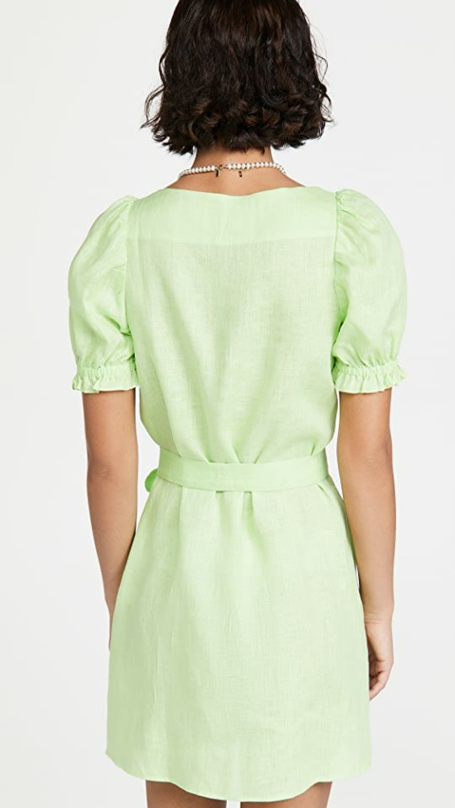 Casual Dresses * | Best Pirce Sleeper Brigitte Linen Mini Dress In Lime