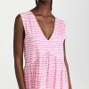 Casual Dresses * | Discount Atm Anthony Thomas Melillo Stripe V Neck Dress French Rose Combo