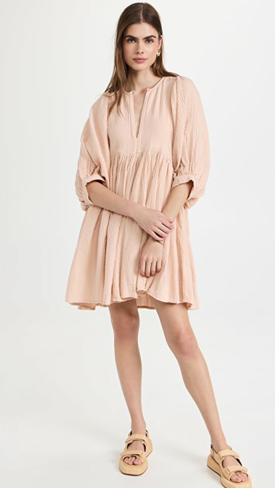 Casual Dresses * | Best Reviews Of Sundry Boho Tunic Dress Blush