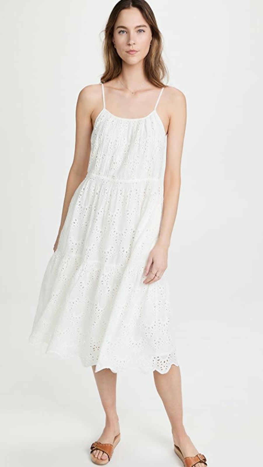 Casual Dresses * | Best Pirce Birds Of Paradis Julien Strappy Dress White Eyelet